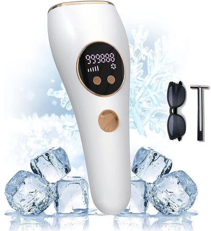 جهاز إزالة الشعر بتقنية IPL المثلجة - ٩٩٠,٠٠٠ ومضة | ٥ مستويات | الوضع التلقائي واليدوي